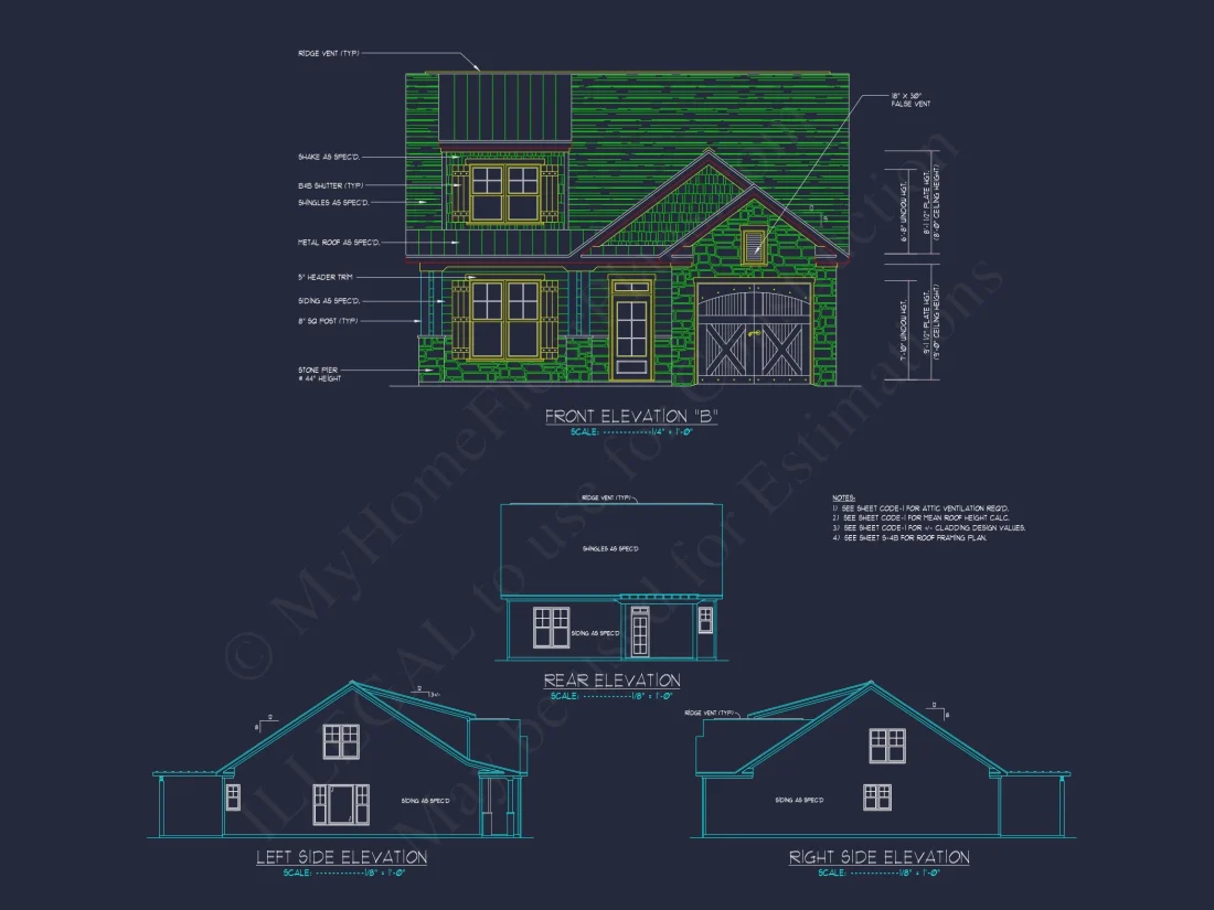 Craftsman house Plan with Detailed Floor Blueprint and Designs