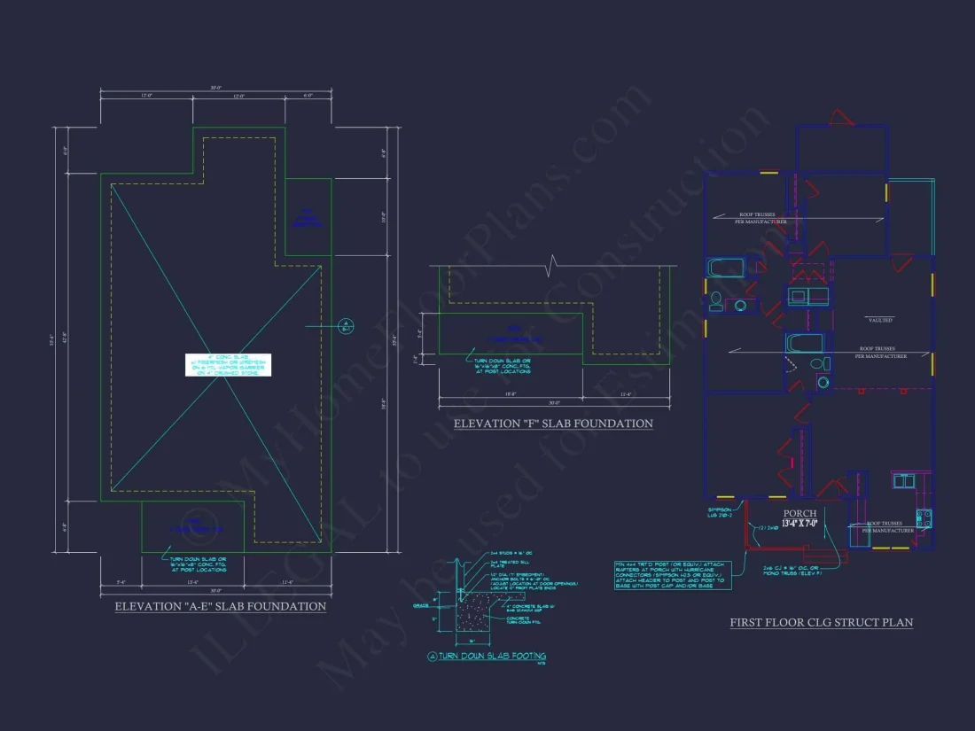 Modern Bungalow house Plan with 4 Bedrooms and CAD Designs