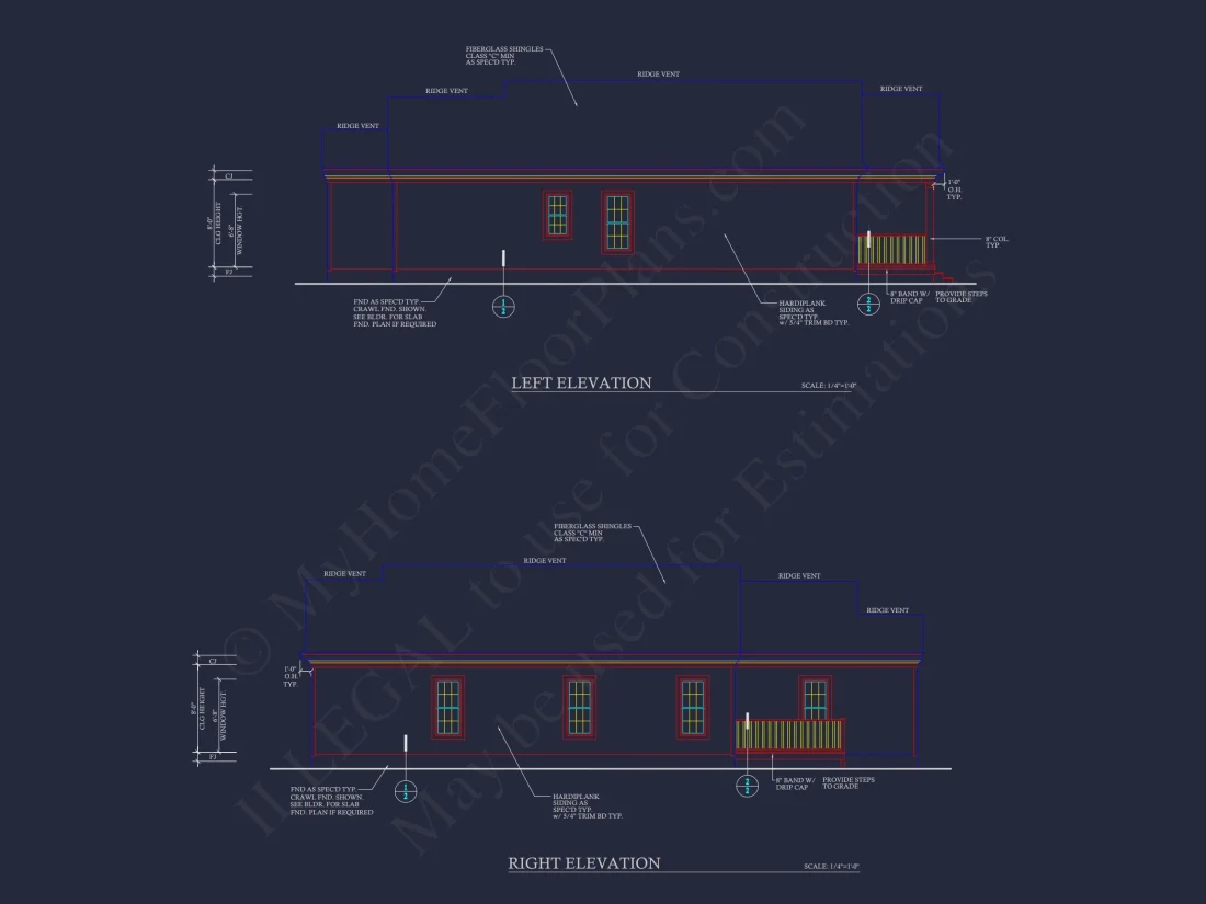 Modern Bungalow house Plan with 4 Bedrooms and CAD Designs