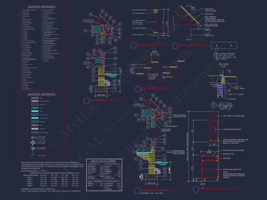 Craftsman house Floor Plan with CAD Design for 5 Bedrooms