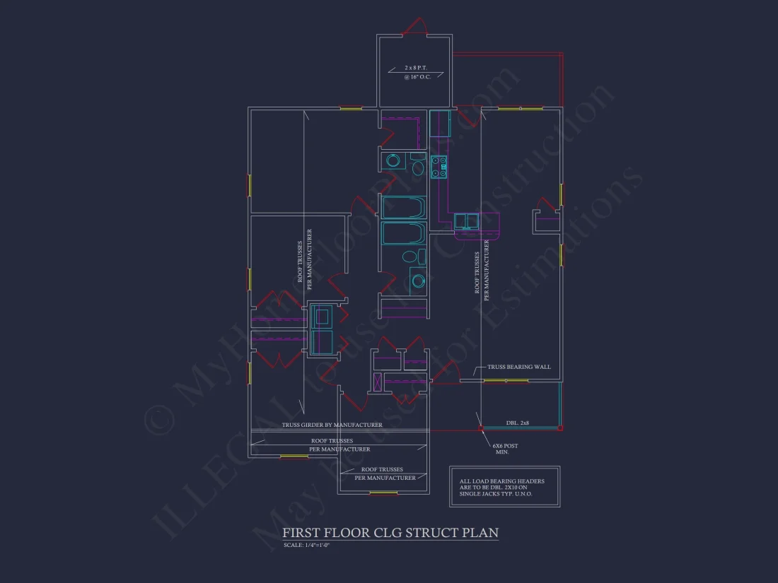 Craftsman house Floor Plan with CAD Design for 5 Bedrooms