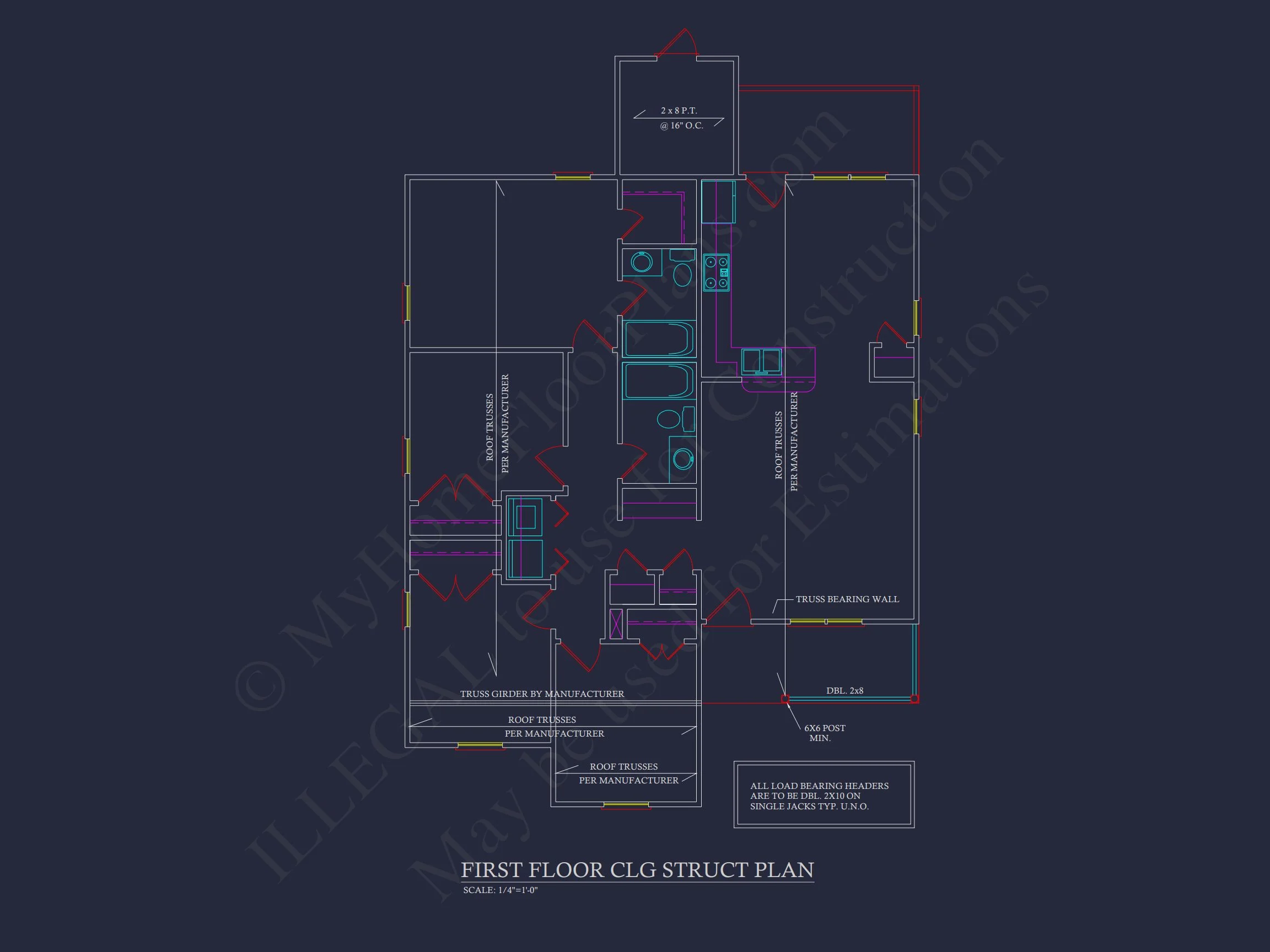 Craftsman house Floor Plan with CAD Design for 5 Bedrooms