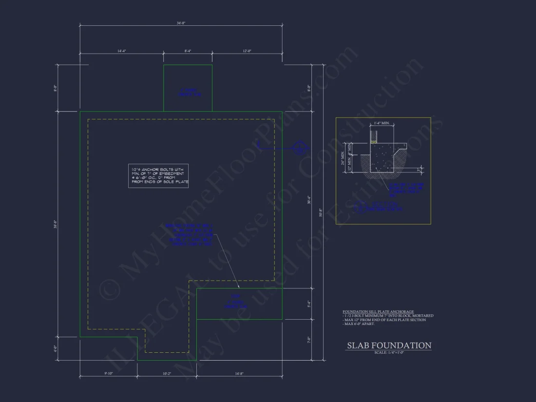 Craftsman house Floor Plan with CAD Design for 5 Bedrooms