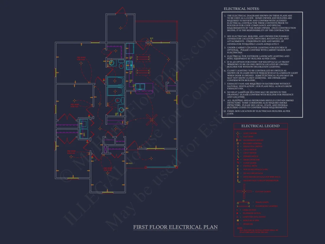 Craftsman house Floor Plan with CAD Design for 5 Bedrooms