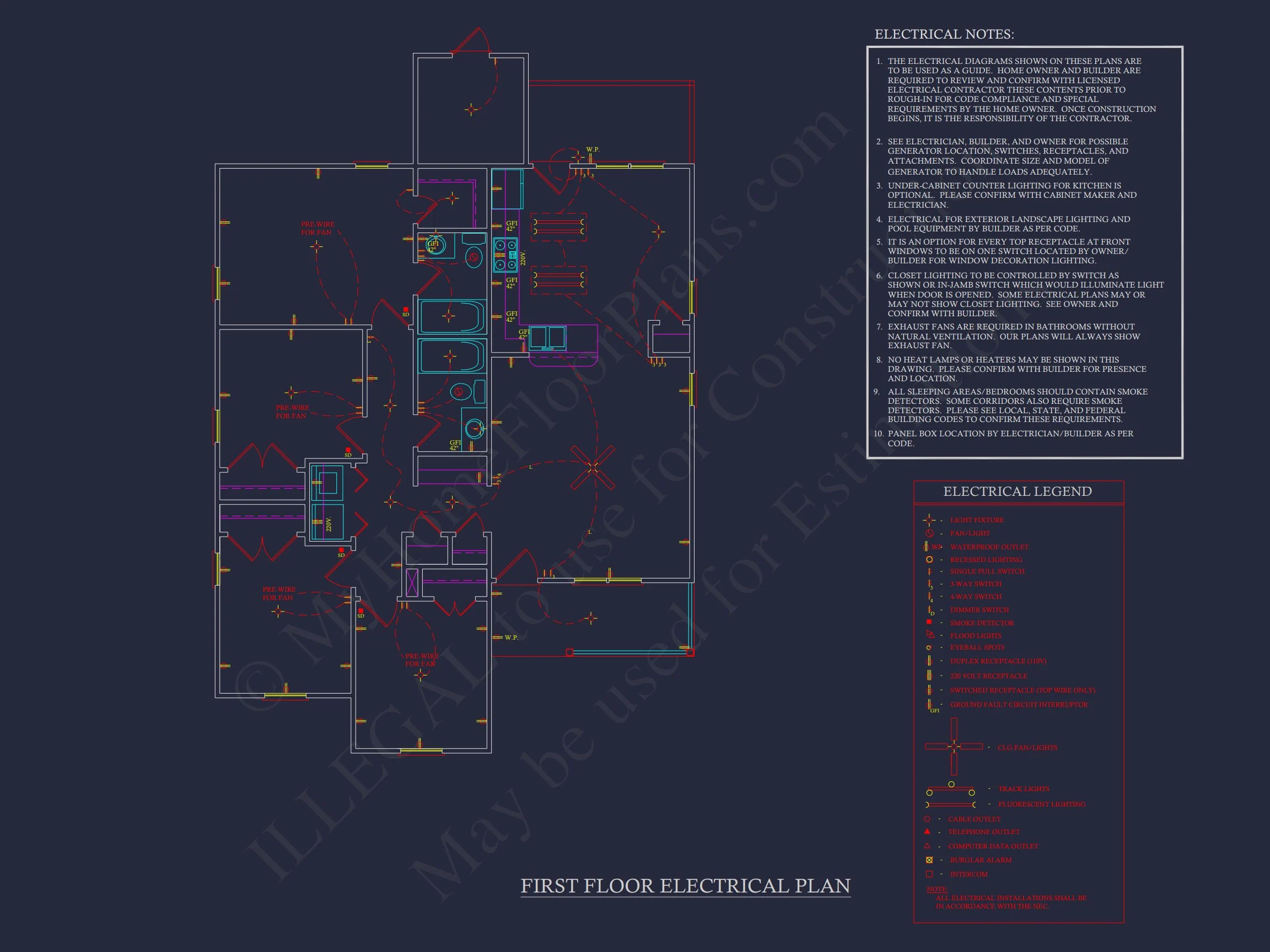 Craftsman house Floor Plan with CAD Design for 5 Bedrooms