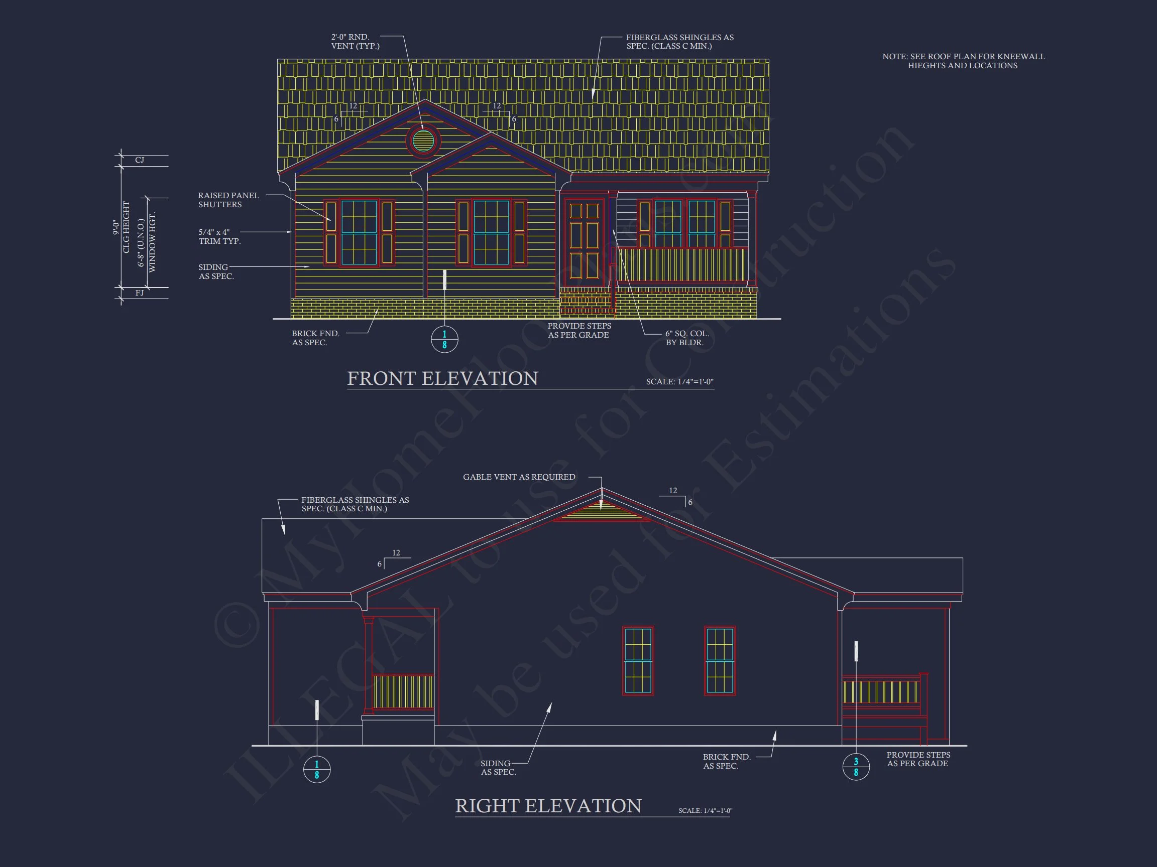 Craftsman house Floor Plan with CAD Design for 5 Bedrooms