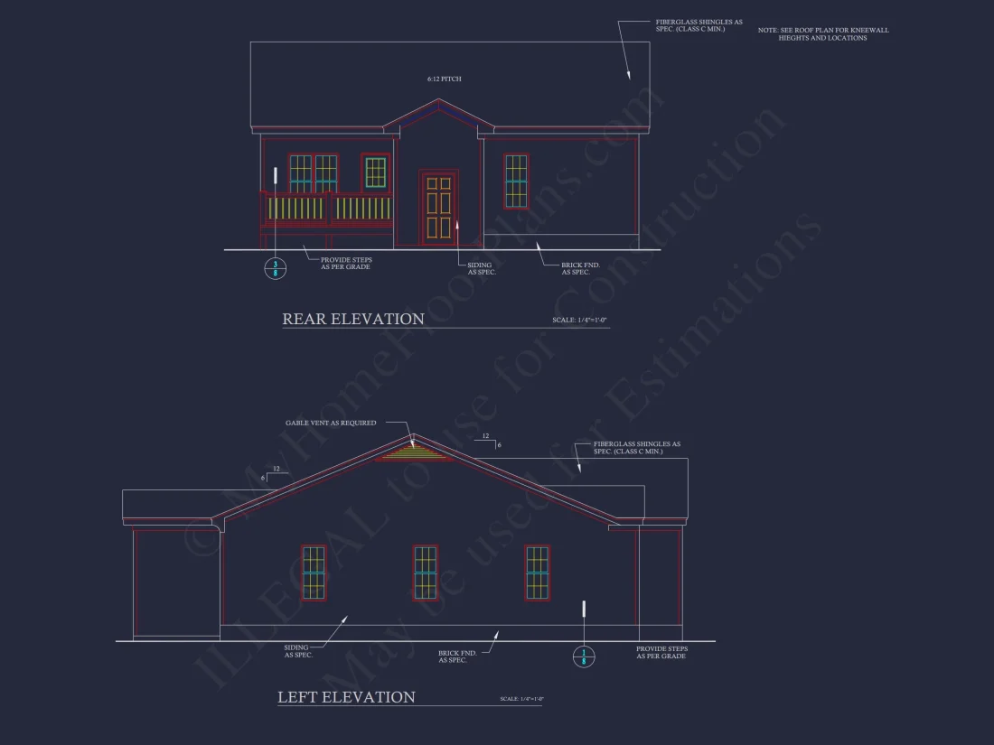 Craftsman house Floor Plan with CAD Design for 5 Bedrooms