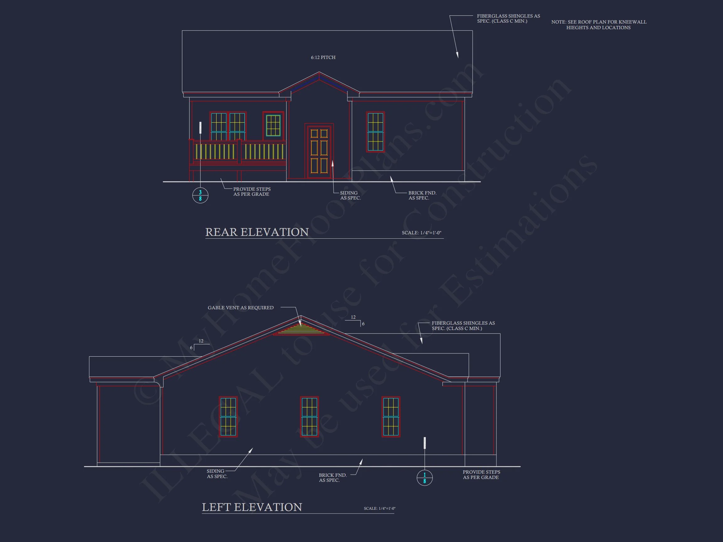 Craftsman house Floor Plan with CAD Design for 5 Bedrooms
