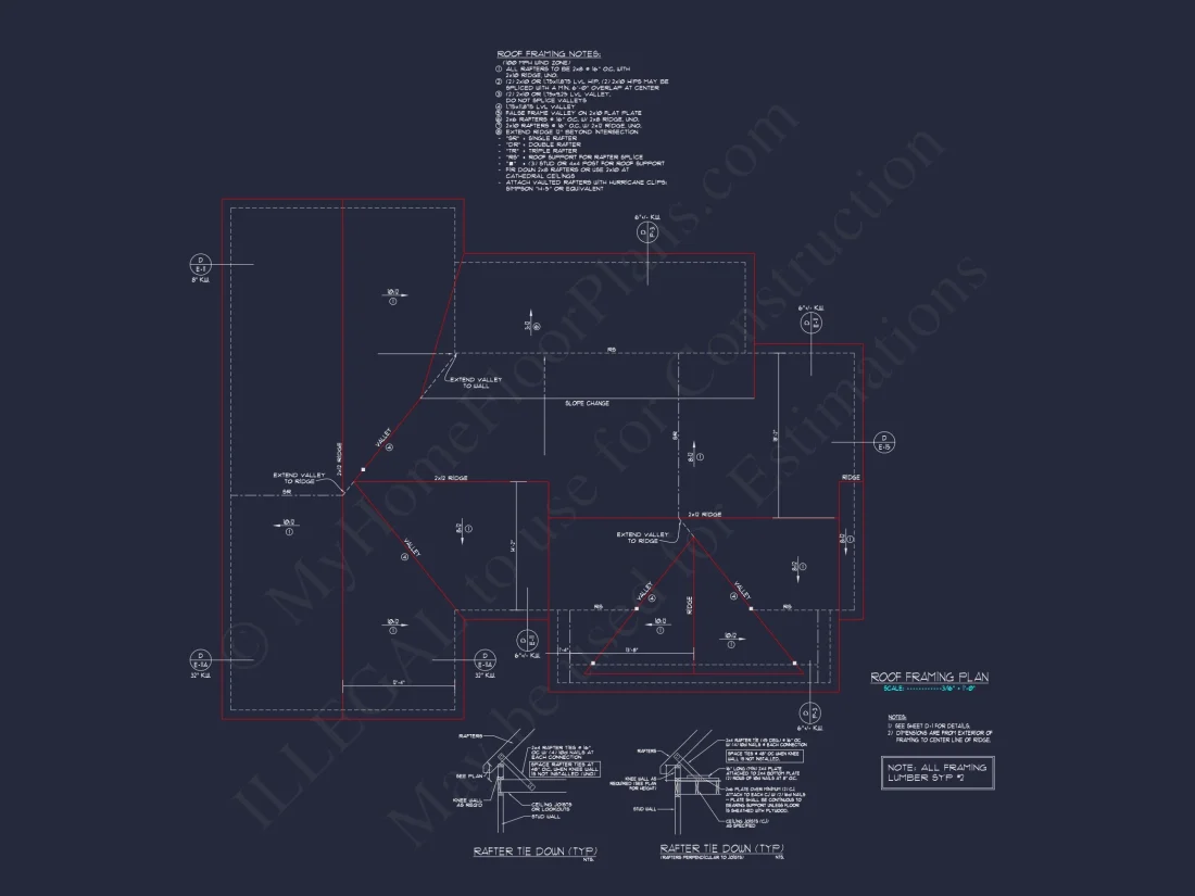Craftsman house Plan: 3 Beds, 2 Baths, CAD Blueprint Designs