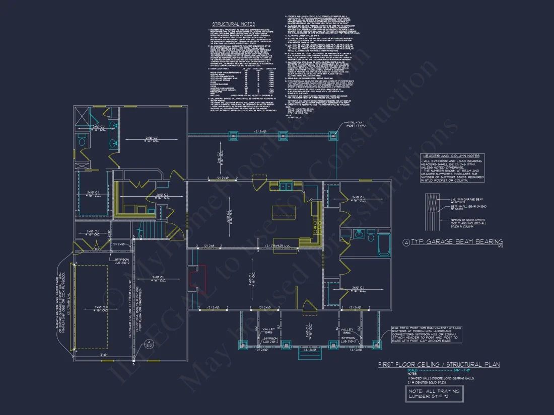 Craftsman house Plan: 3 Beds, 2 Baths, CAD Blueprint Designs