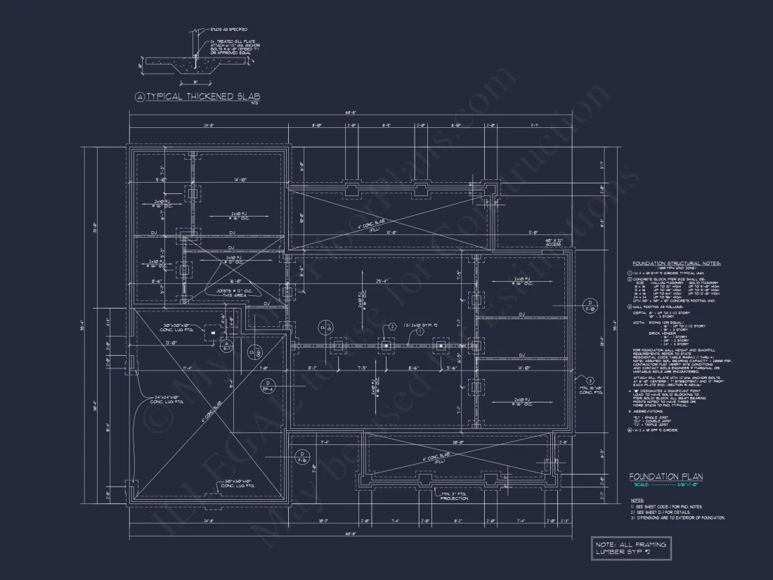 Craftsman house Plan: 3 Beds, 2 Baths, CAD Blueprint Designs