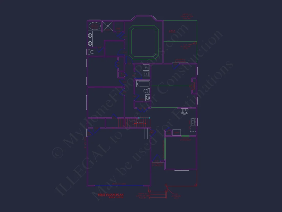 Craftsman house Floor Plan - CAD Blueprint for Modern Designs