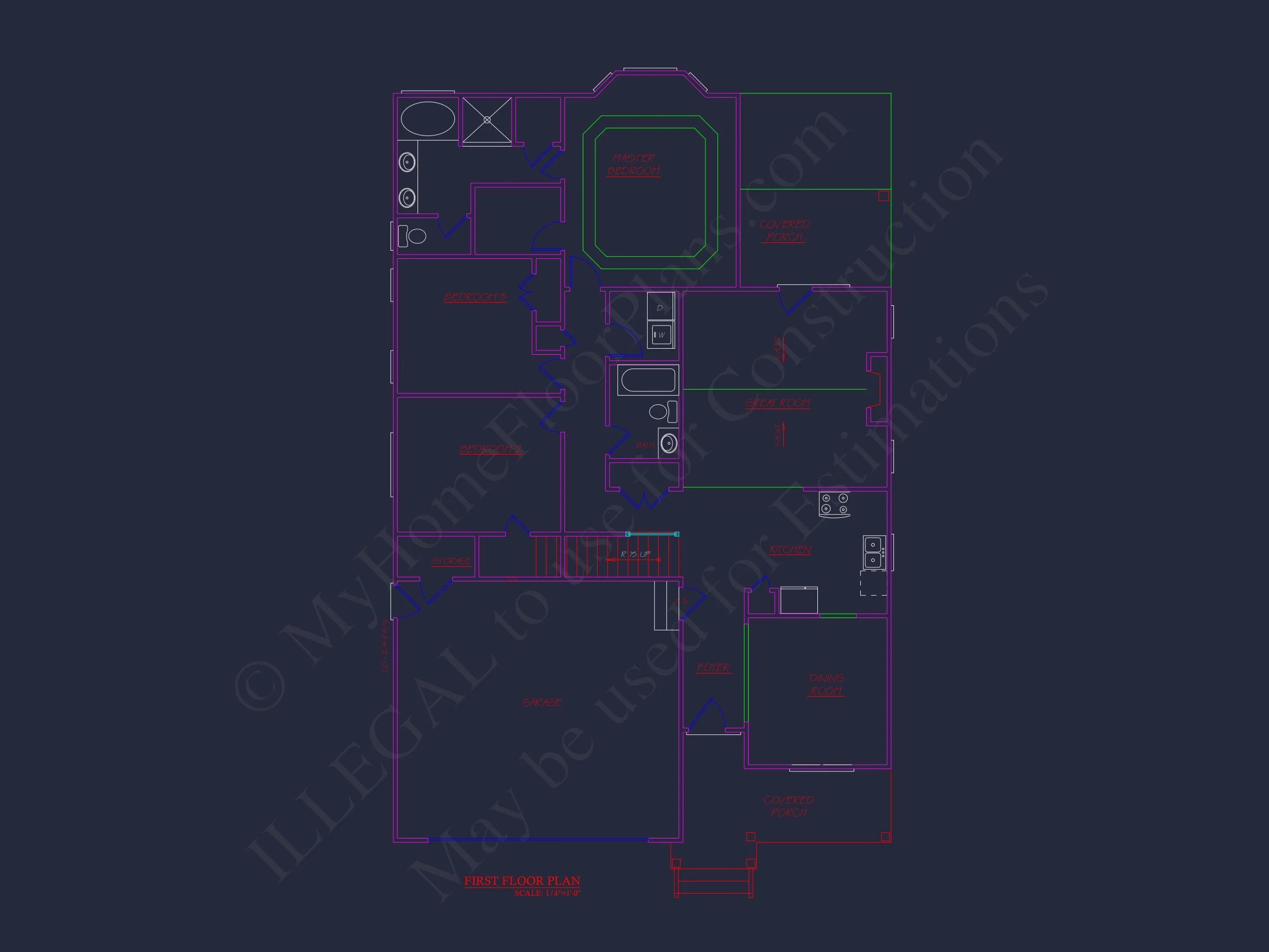 Craftsman house Floor Plan - CAD Blueprint for Modern Designs