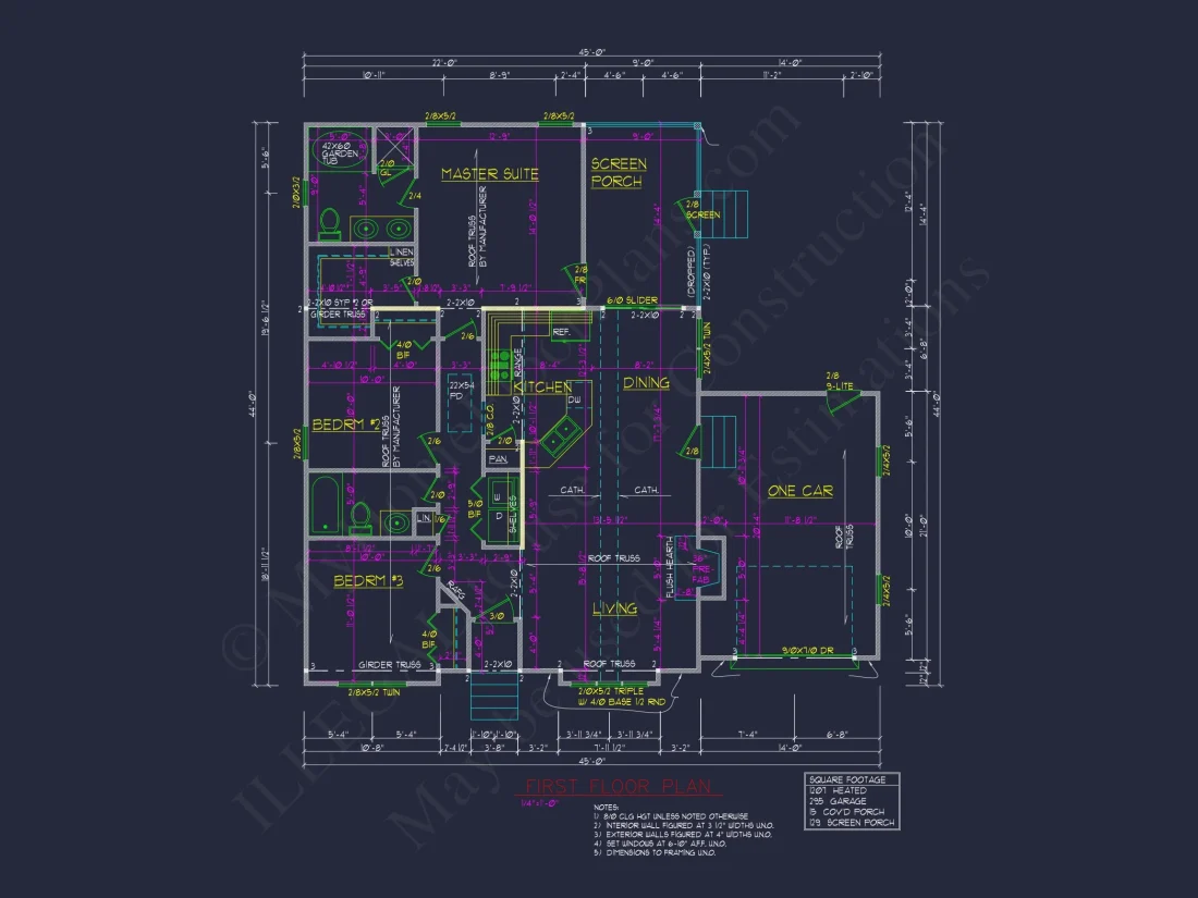 Charming 1-Story house Plan with 3 Bedrooms and 1-Car Garage