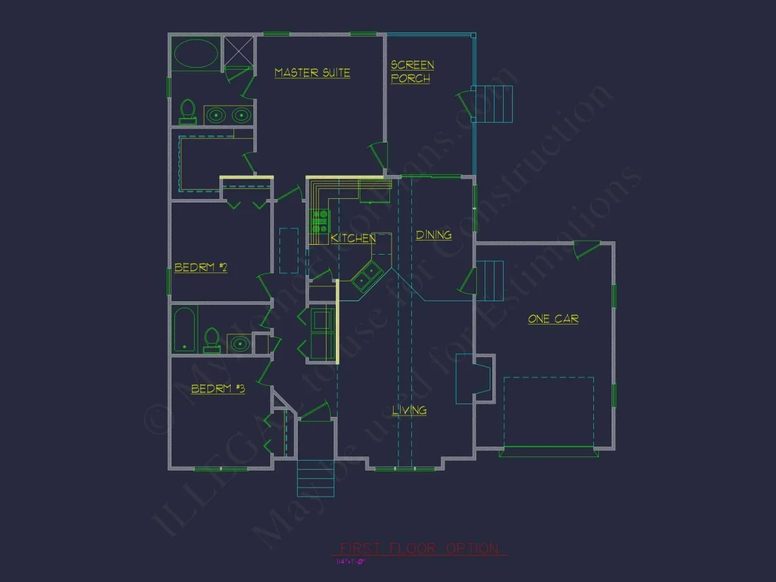 Charming 1-Story house Plan with 3 Bedrooms and 1-Car Garage