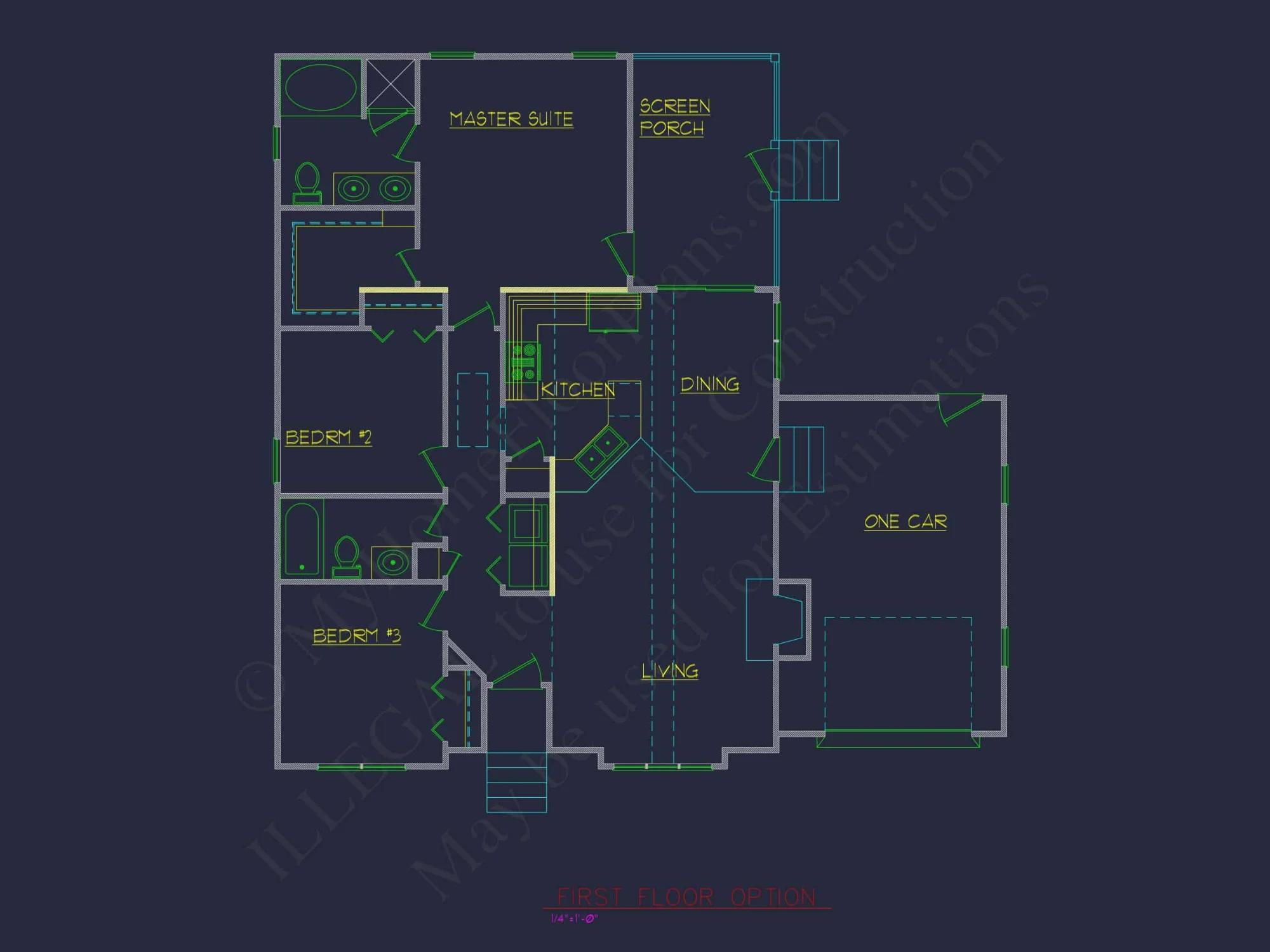 Charming 1-Story house Plan with 3 Bedrooms and 1-Car Garage