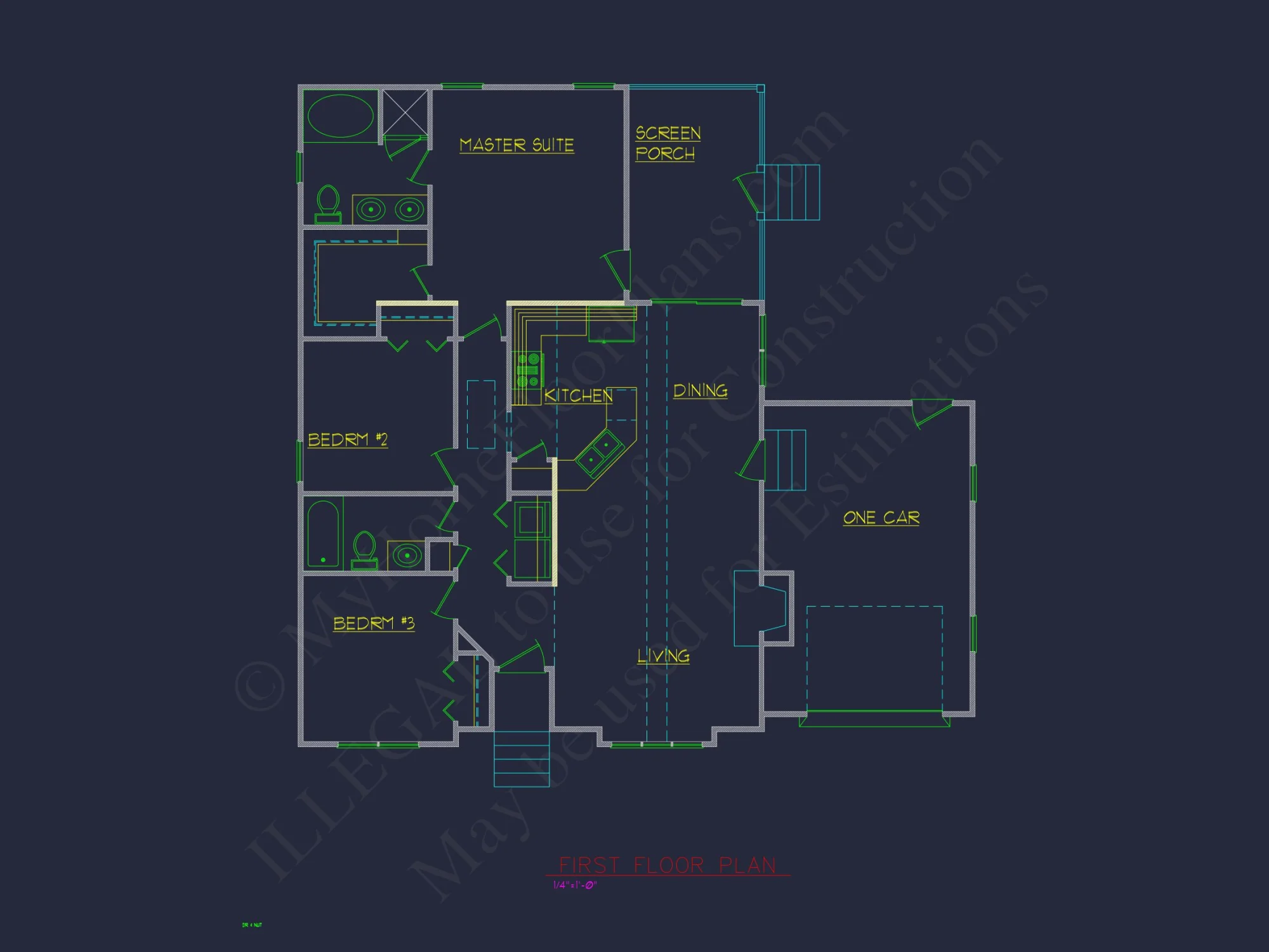 Charming 1-Story house Plan with 3 Bedrooms and 1-Car Garage