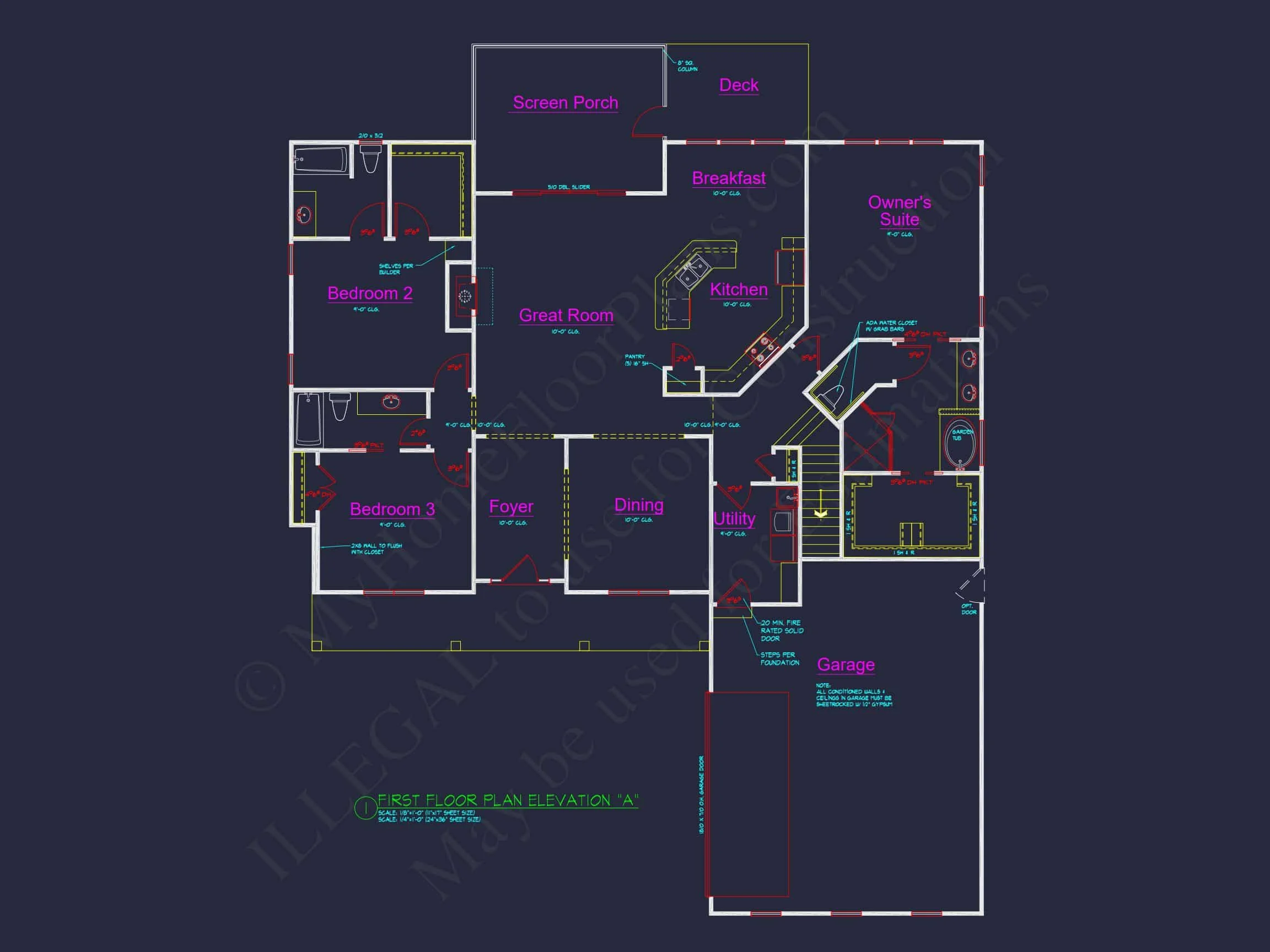 9-1436 HOUSE PLAN - Craftsman House plan floor plan blueprint CAD designs 6 Craftsman house plan floor plan blueprint CAD designs