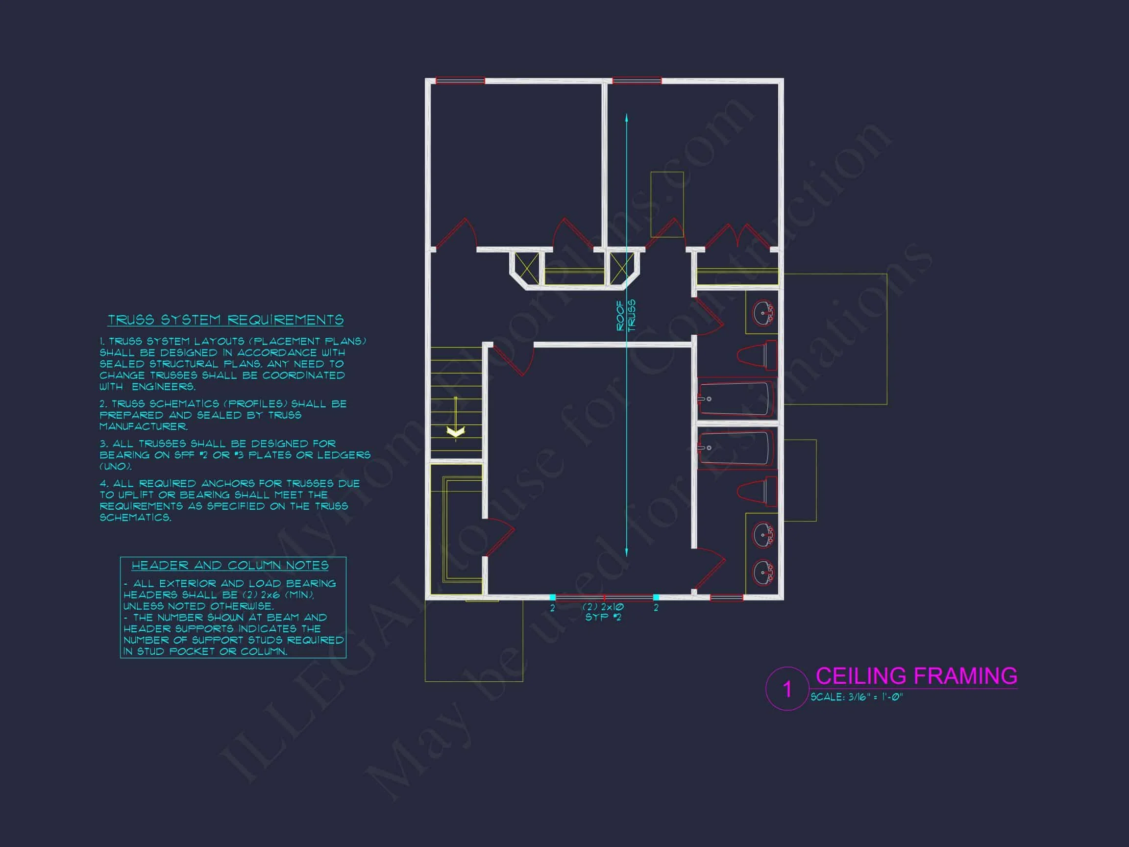 Modern 2-Story house Plan with Open Floor Plan - 3 Beds, 2 Baths, & Garage