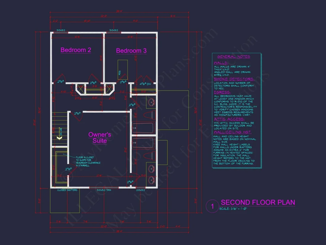 Modern 2-Story house Plan with Open Floor Plan - 3 Beds, 2 Baths, & Garage