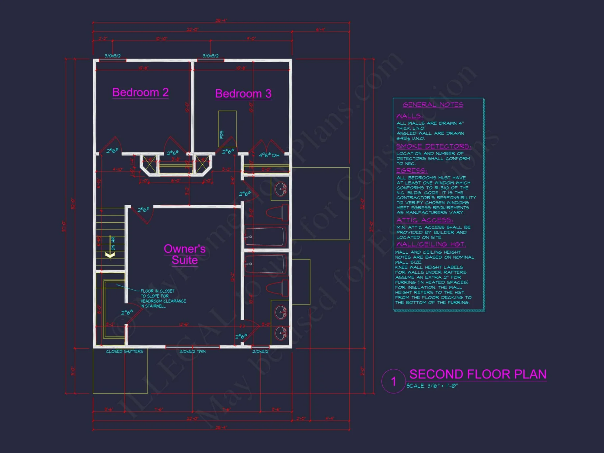 Modern 2-Story house Plan with Open Floor Plan - 3 Beds, 2 Baths, & Garage