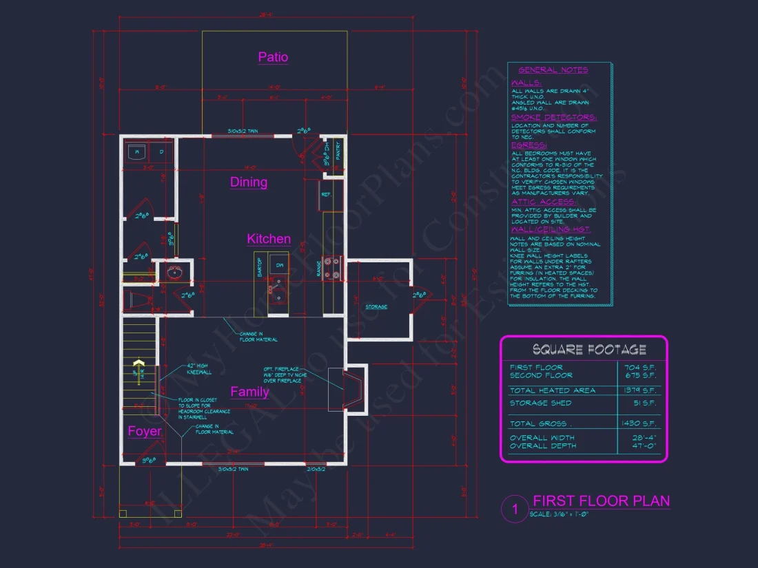 Modern 2-Story house Plan with Open Floor Plan - 3 Beds, 2 Baths, & Garage