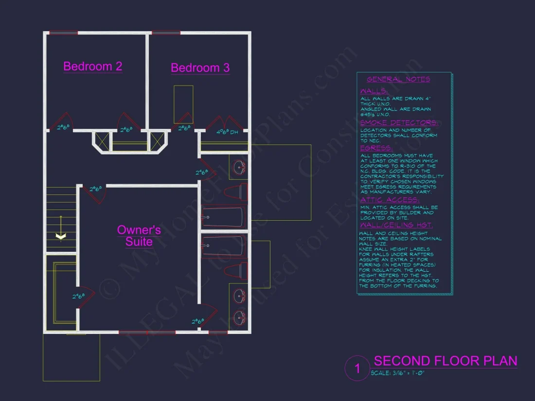Modern 2-Story house Plan with Open Floor Plan - 3 Beds, 2 Baths, & Garage