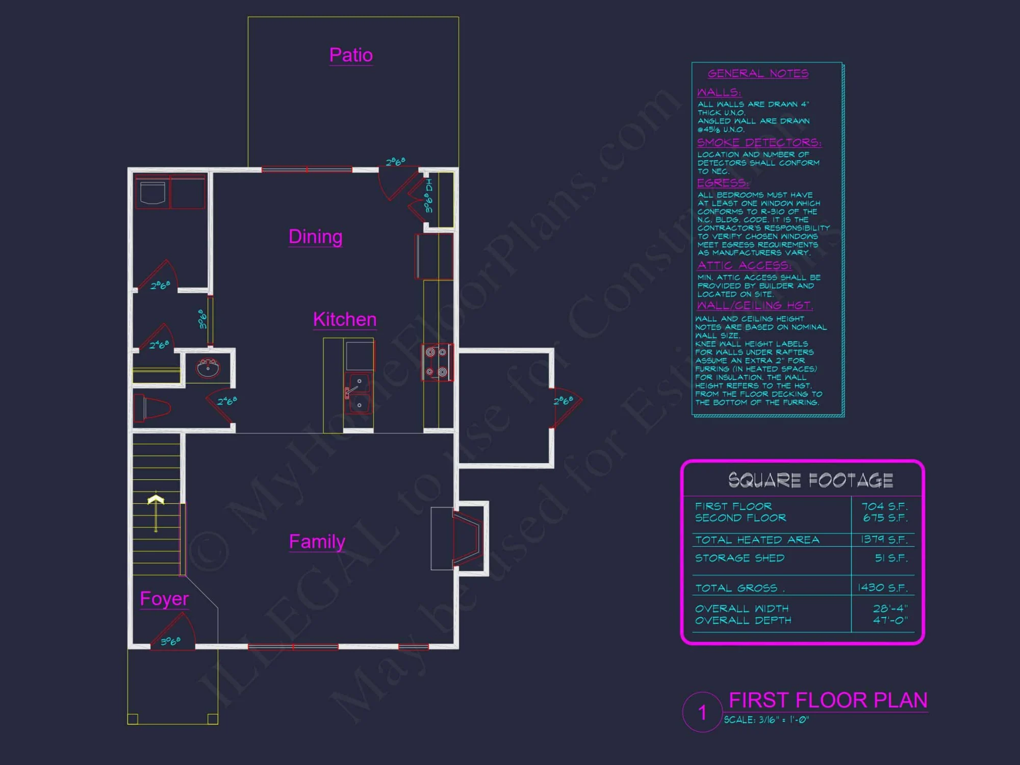 Modern 2-Story house Plan with Open Floor Plan - 3 Beds, 2 Baths, & Garage