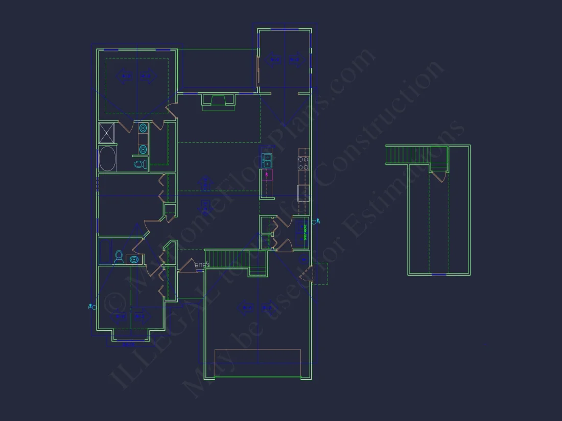 Modern Craftsman house Plan with 2 Floors & 3 Bedrooms