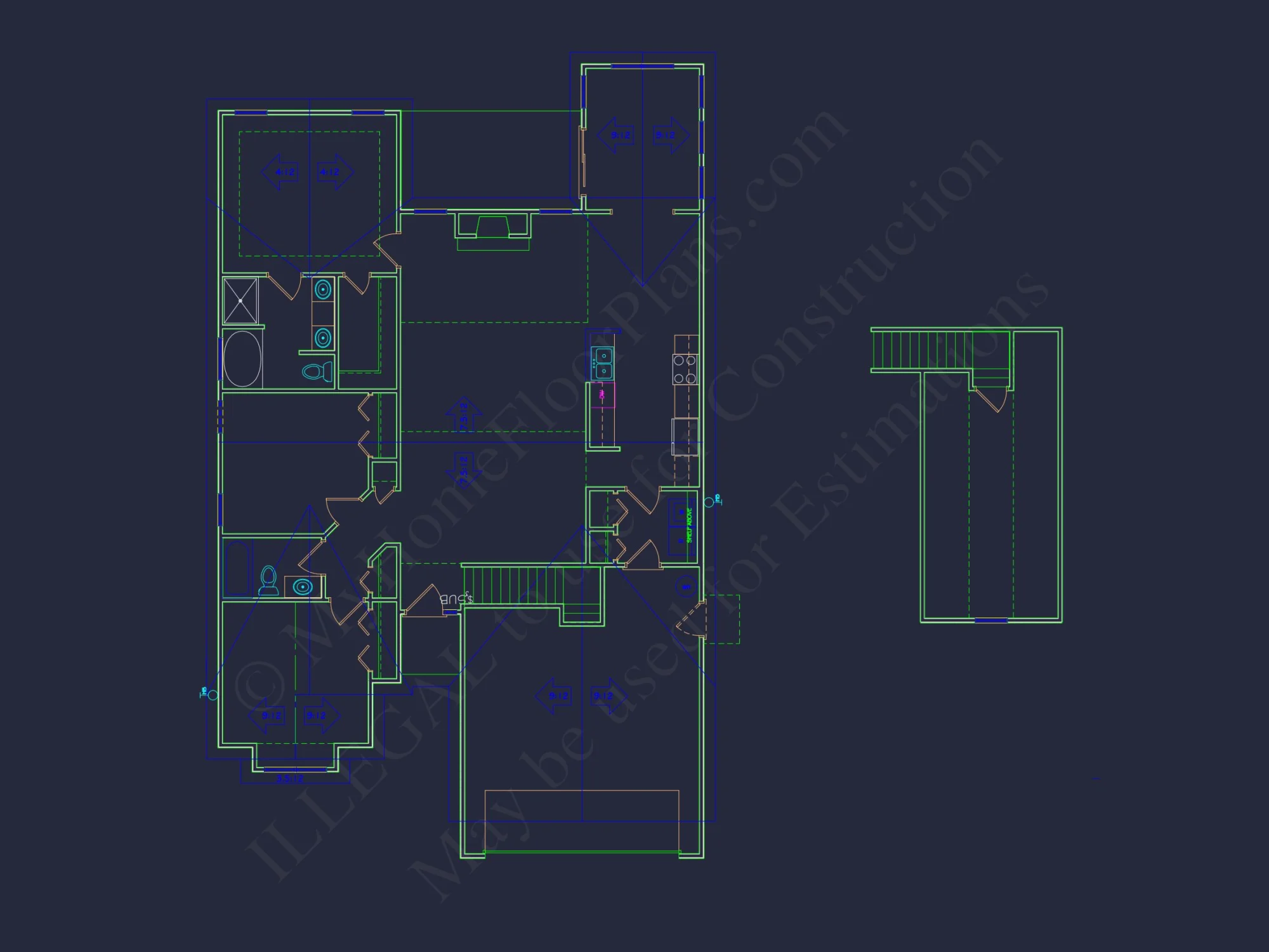Modern Craftsman house Plan with 2 Floors & 3 Bedrooms