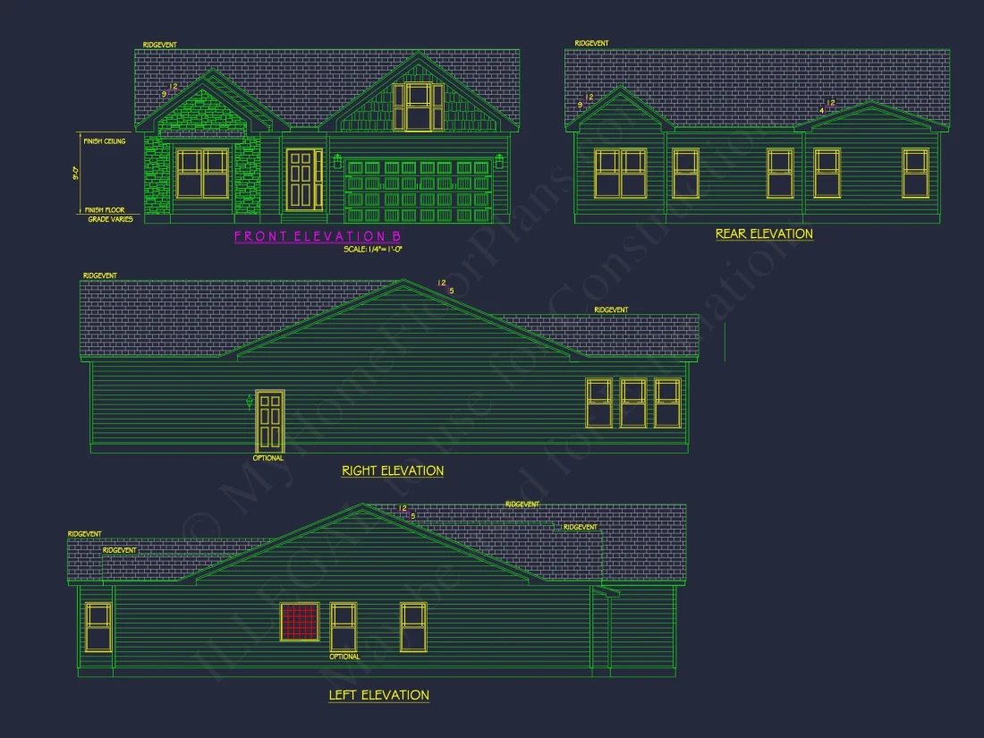 Modern Craftsman house Plan with 2 Floors & 3 Bedrooms