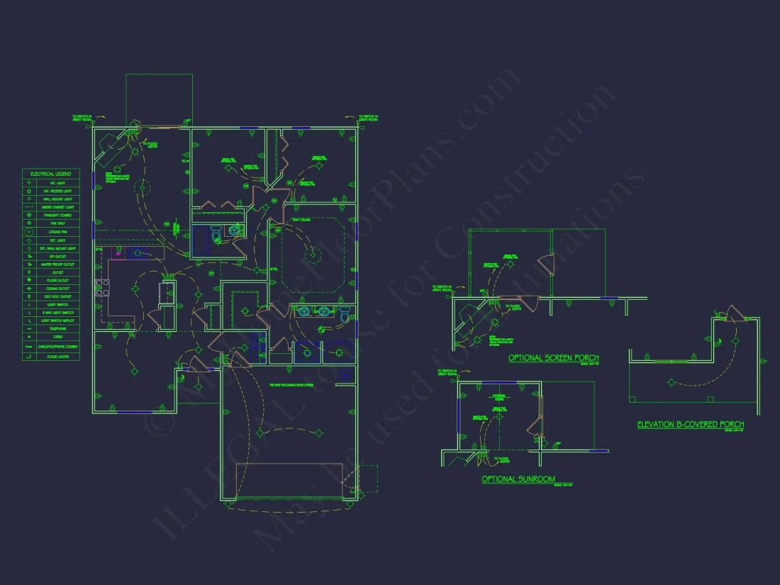Traditional Ranch house Plan with CAD Blueprint Designs