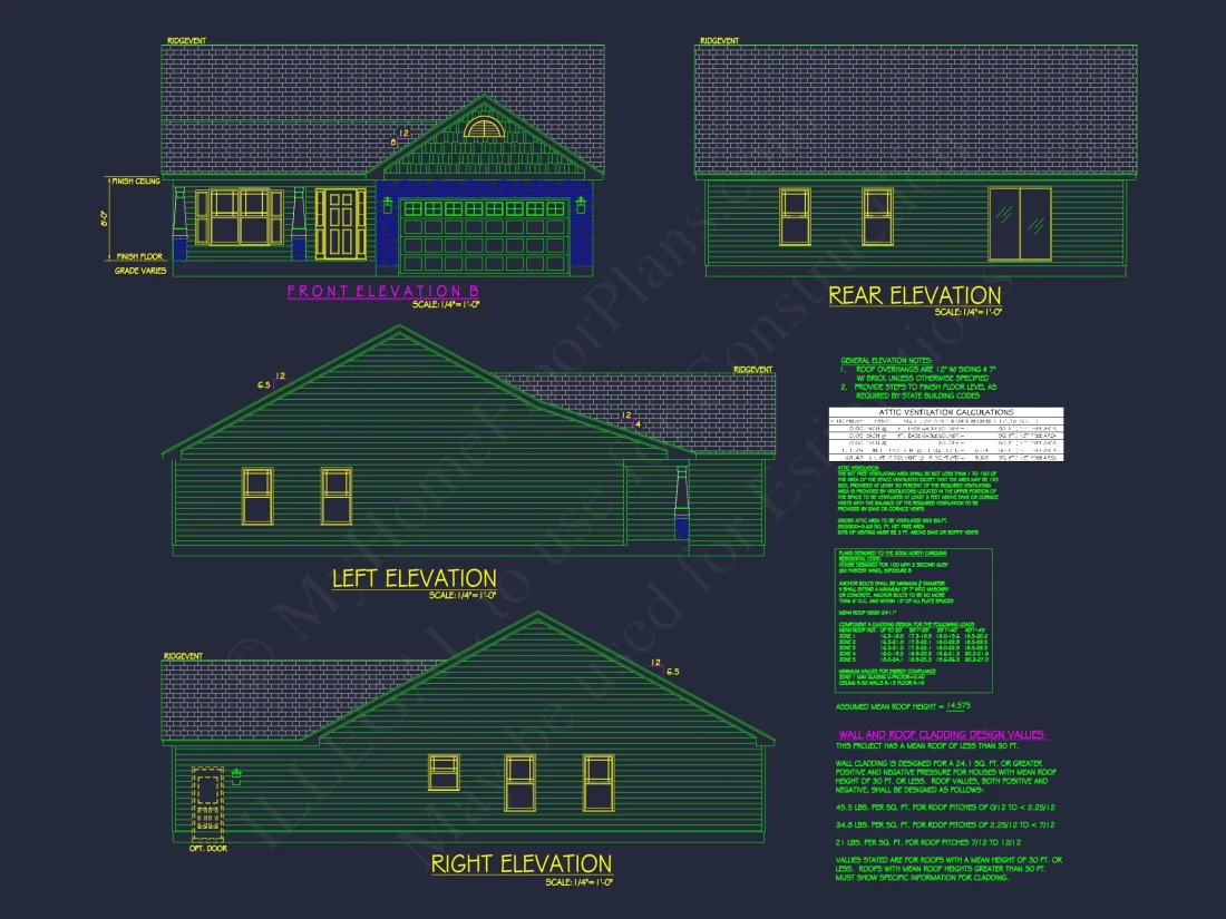 Traditional Ranch house Plan with CAD Blueprint Designs