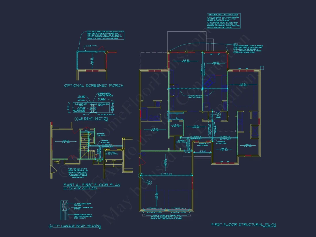 Craftsman house Floor Plan: 1, 943 Sq Ft with CAD Designs