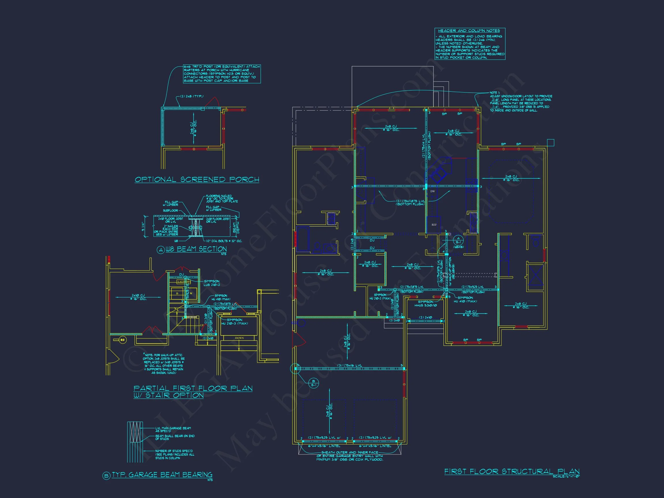 Craftsman house Floor Plan: 1, 943 Sq Ft with CAD Designs