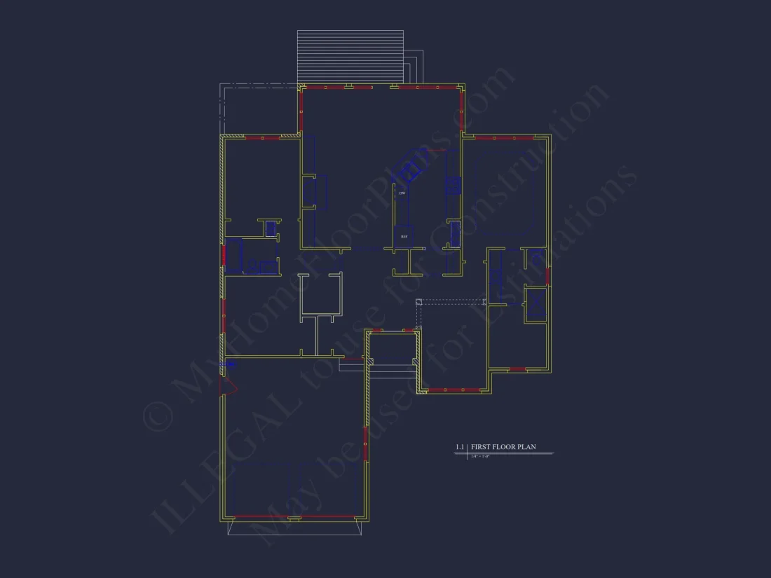 Craftsman house Floor Plan: 1, 943 Sq Ft with CAD Designs