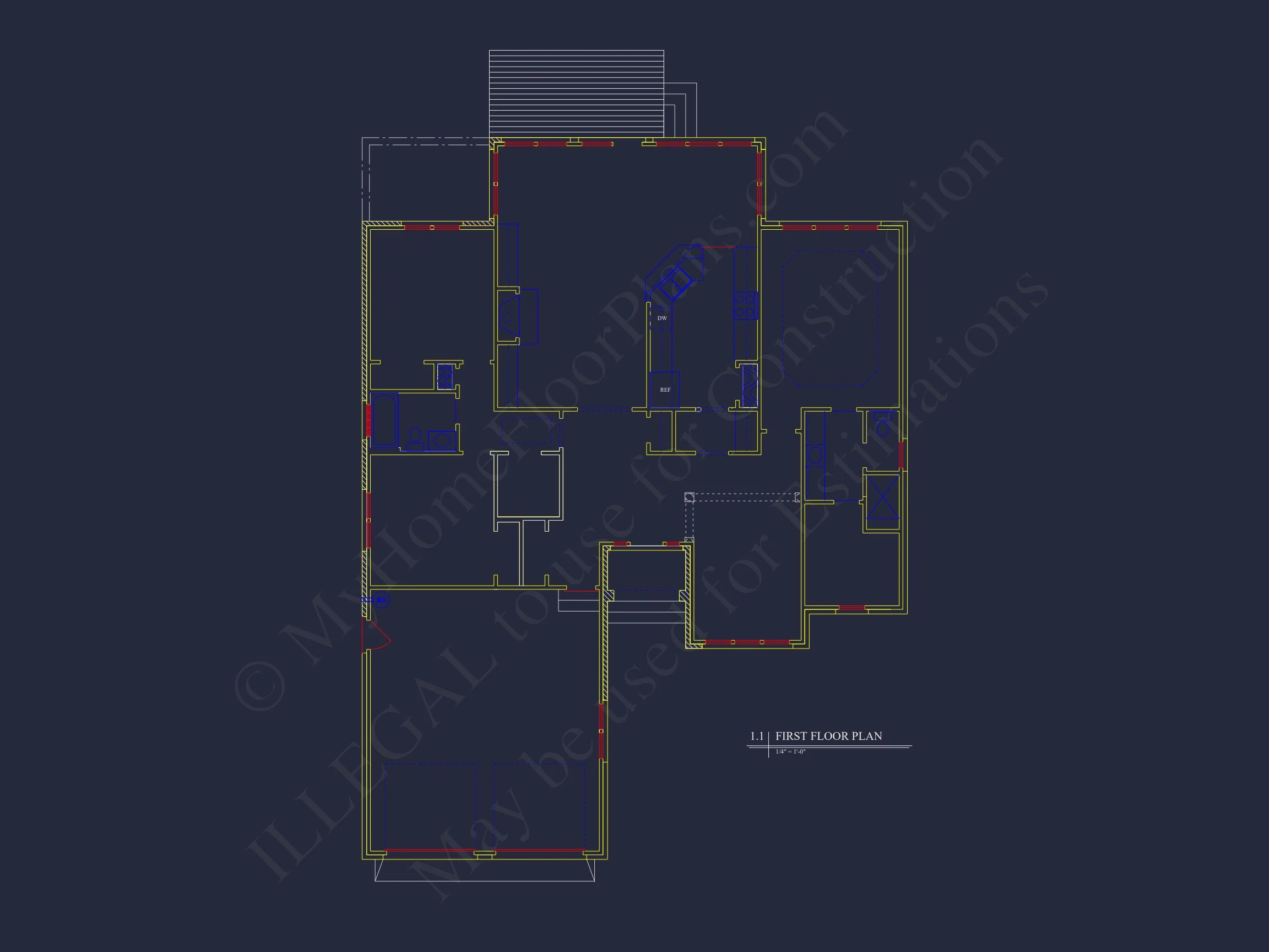 Craftsman house Floor Plan: 1, 943 Sq Ft with CAD Designs