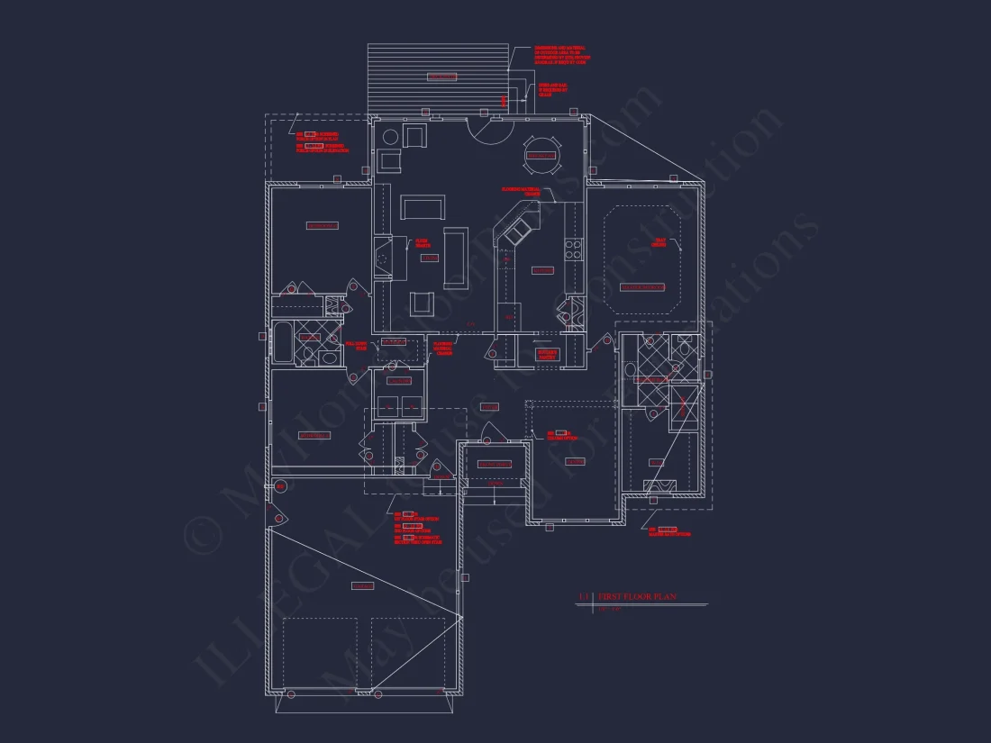 Craftsman house Floor Plan: 1, 943 Sq Ft with CAD Designs