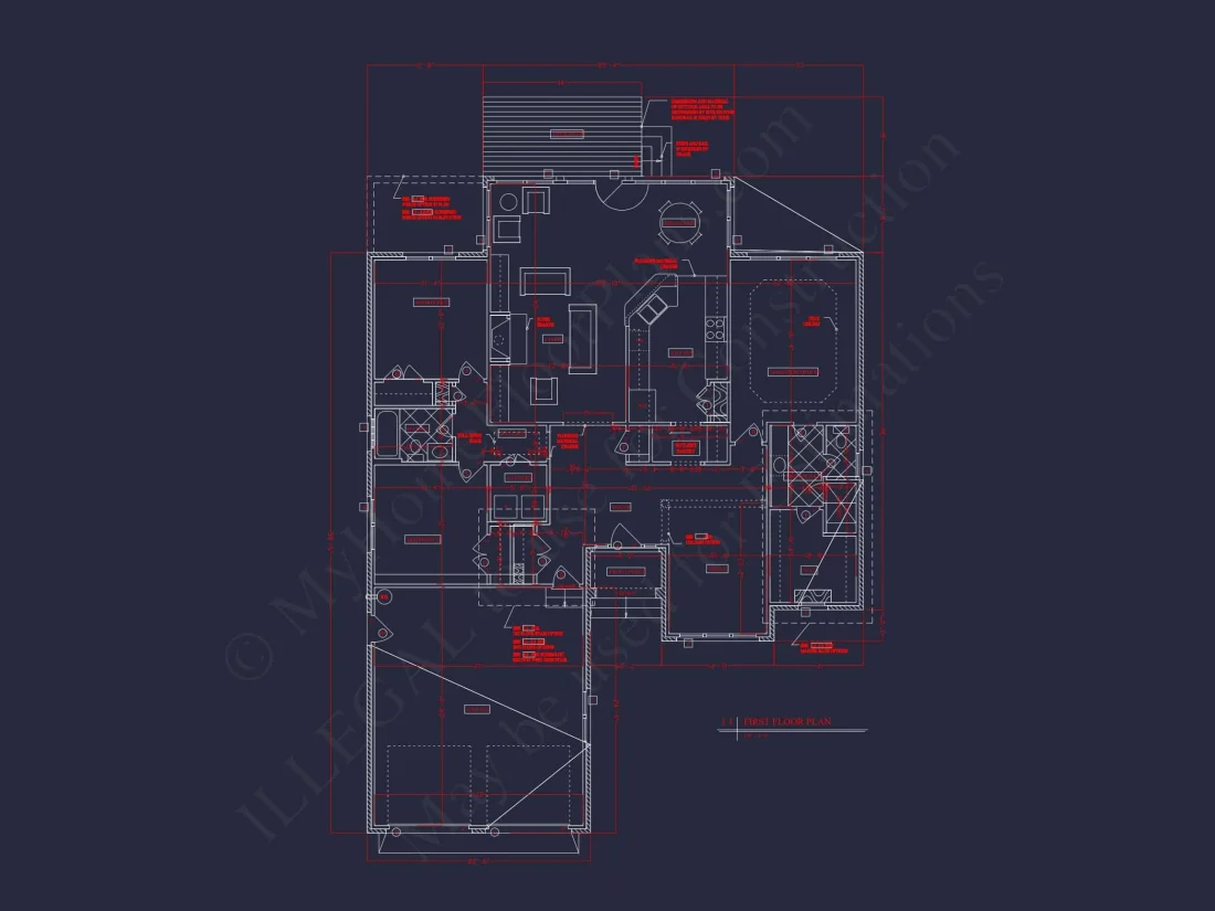 Craftsman house Floor Plan: 1, 943 Sq Ft with CAD Designs