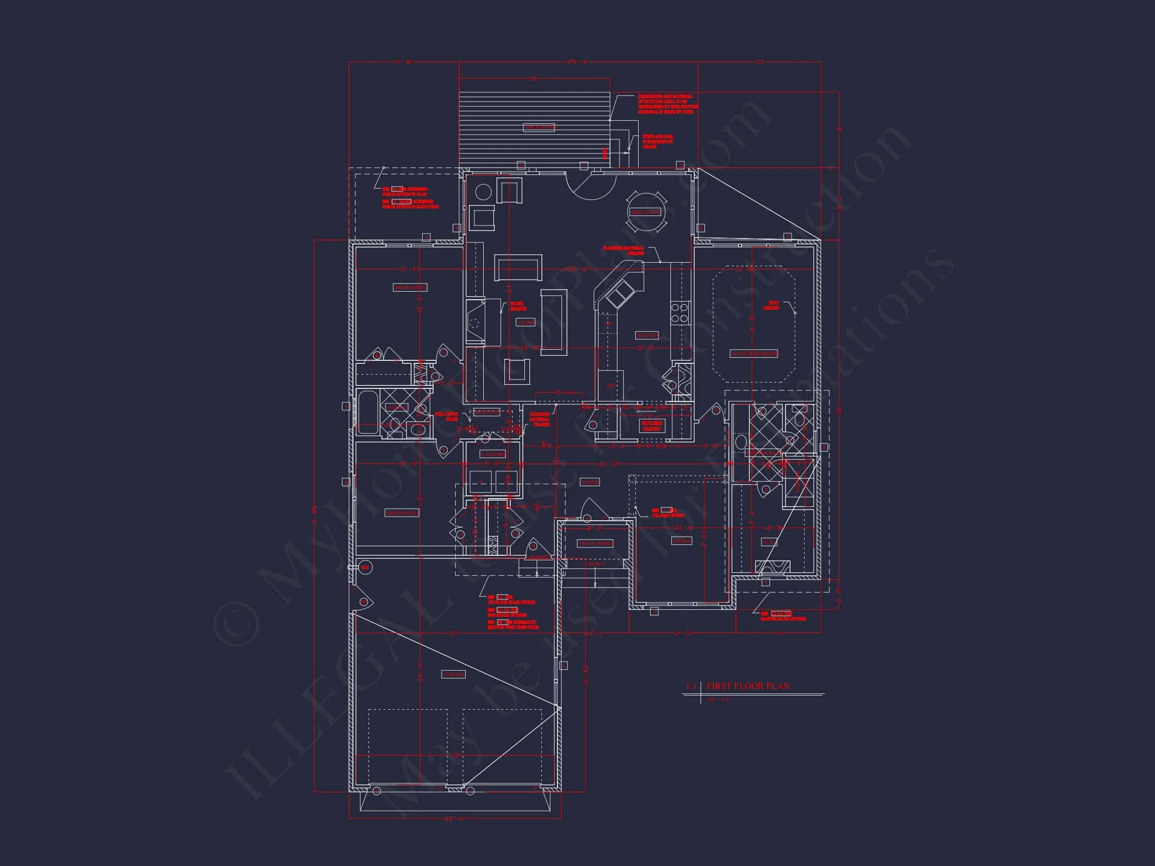 Craftsman house Floor Plan: 1, 943 Sq Ft with CAD Designs