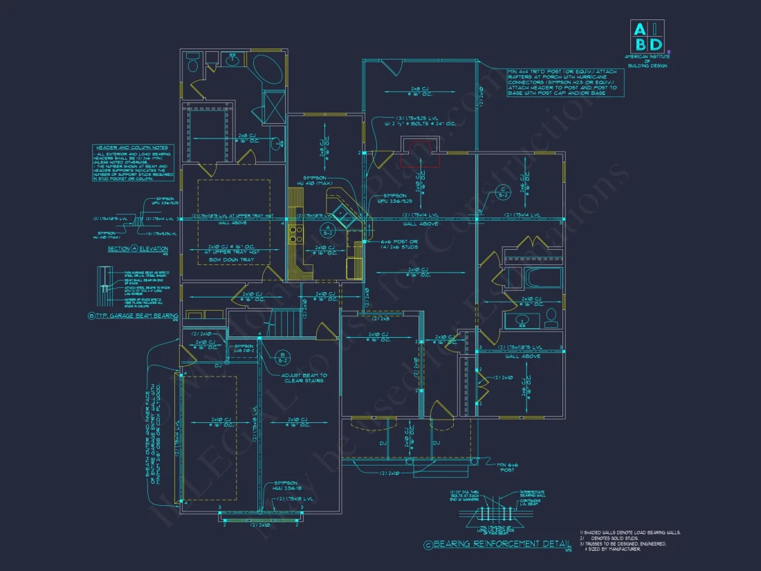 Modern Craftsman house Plan with 2 Floors & 3 Bedrooms
