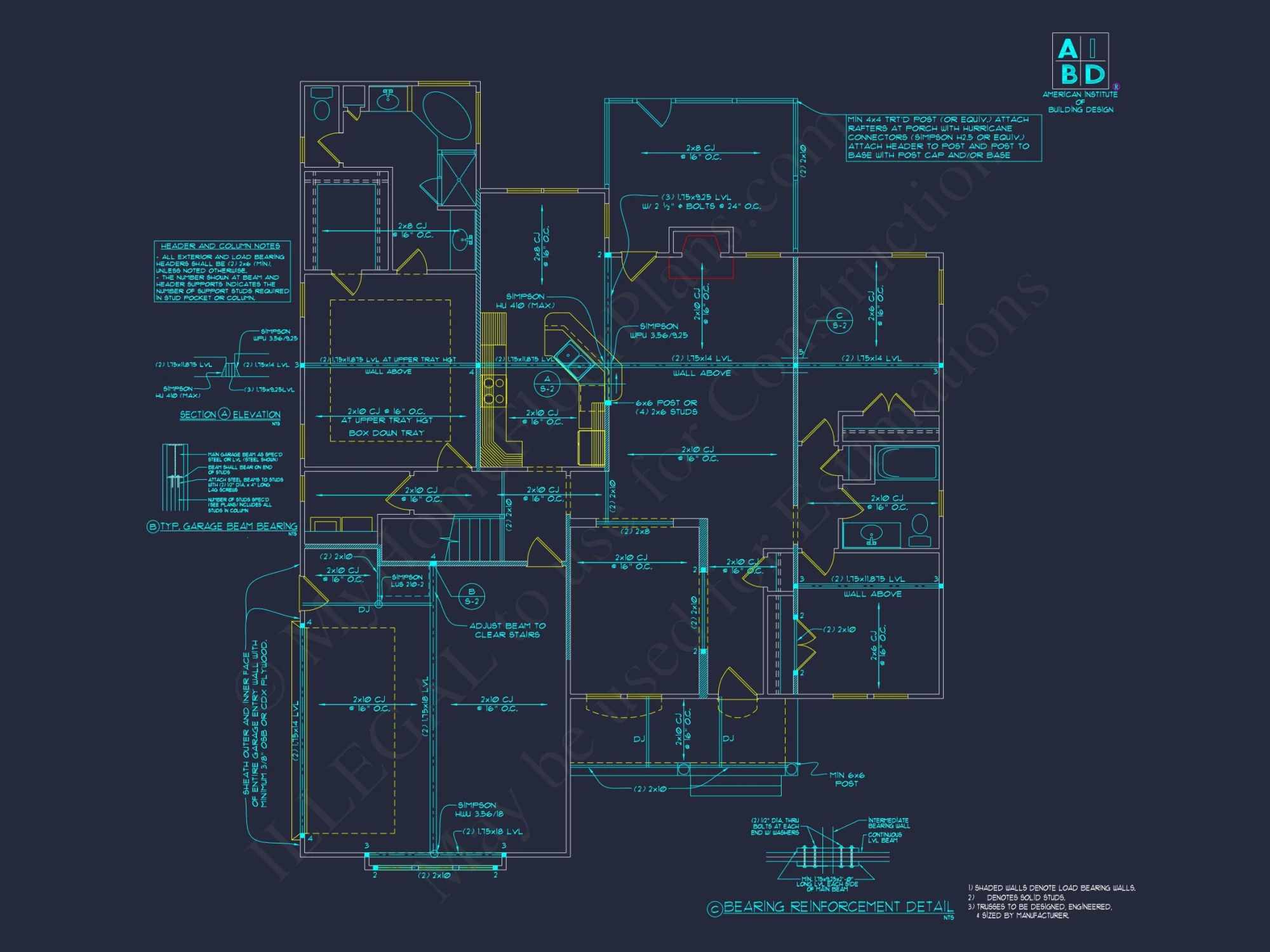 Modern Craftsman house Plan with 2 Floors & 3 Bedrooms