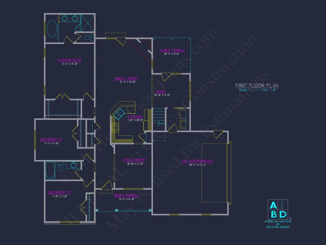 Beautiful house Plan with 2-Story CAD Designs & 3 Bedrooms