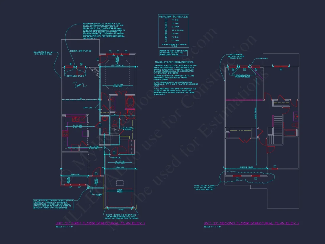 Stylish 2-Bedroom Townhome Blueprint - 2-Story CAD Design