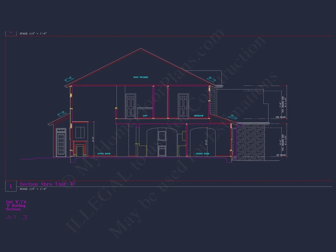 Stylish 2-Bedroom Townhome Blueprint - 2-Story CAD Design