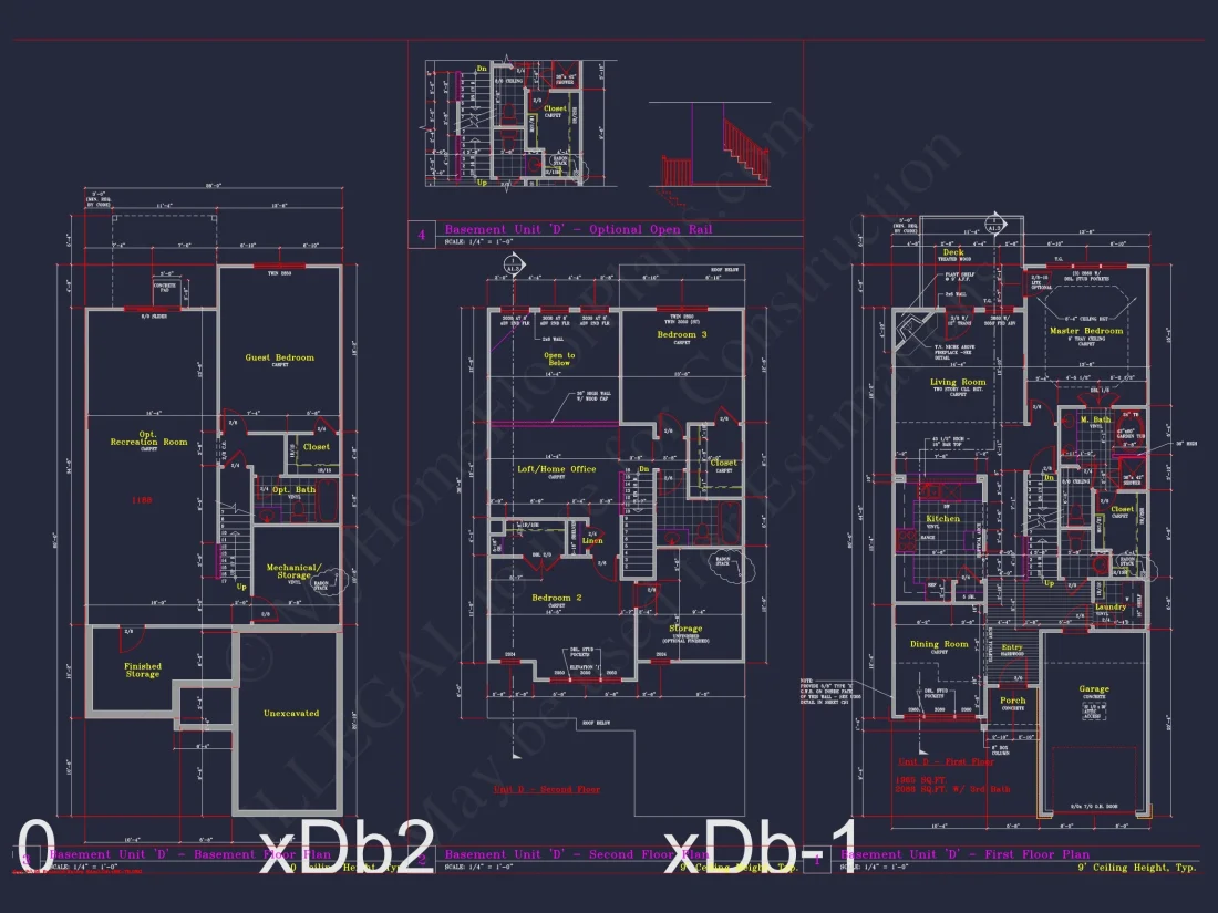 Stylish 2-Bedroom Townhome Blueprint - 2-Story CAD Design