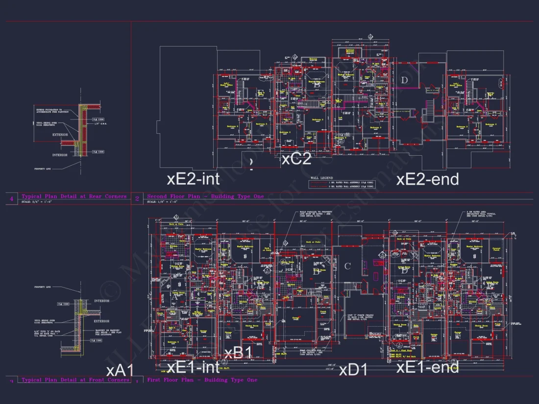 6-Unit Townhome Floor Plan: Detailed CAD Blueprint for Stunning Architecture Designs