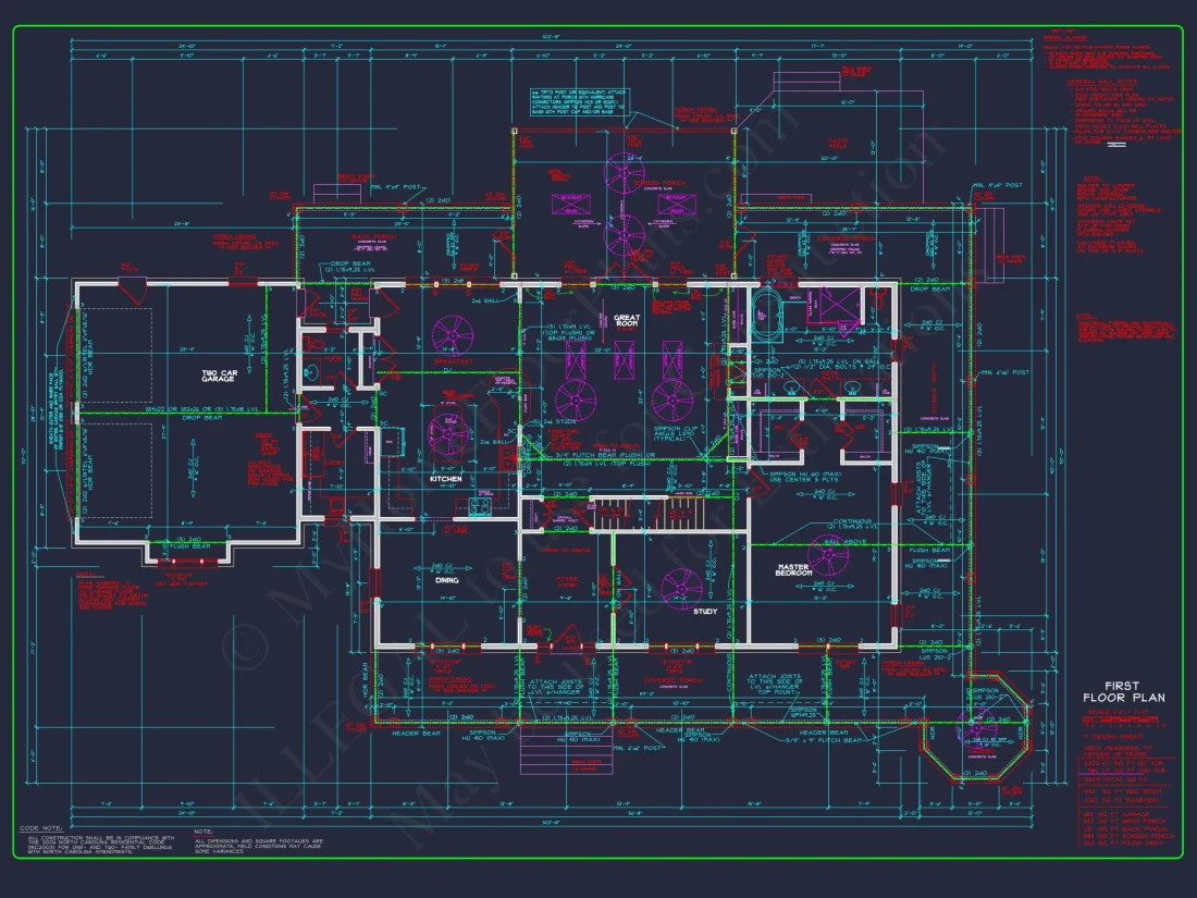 Luxury 2-Story house Plan with 3309 Sq. Ft. and CAD Blueprint