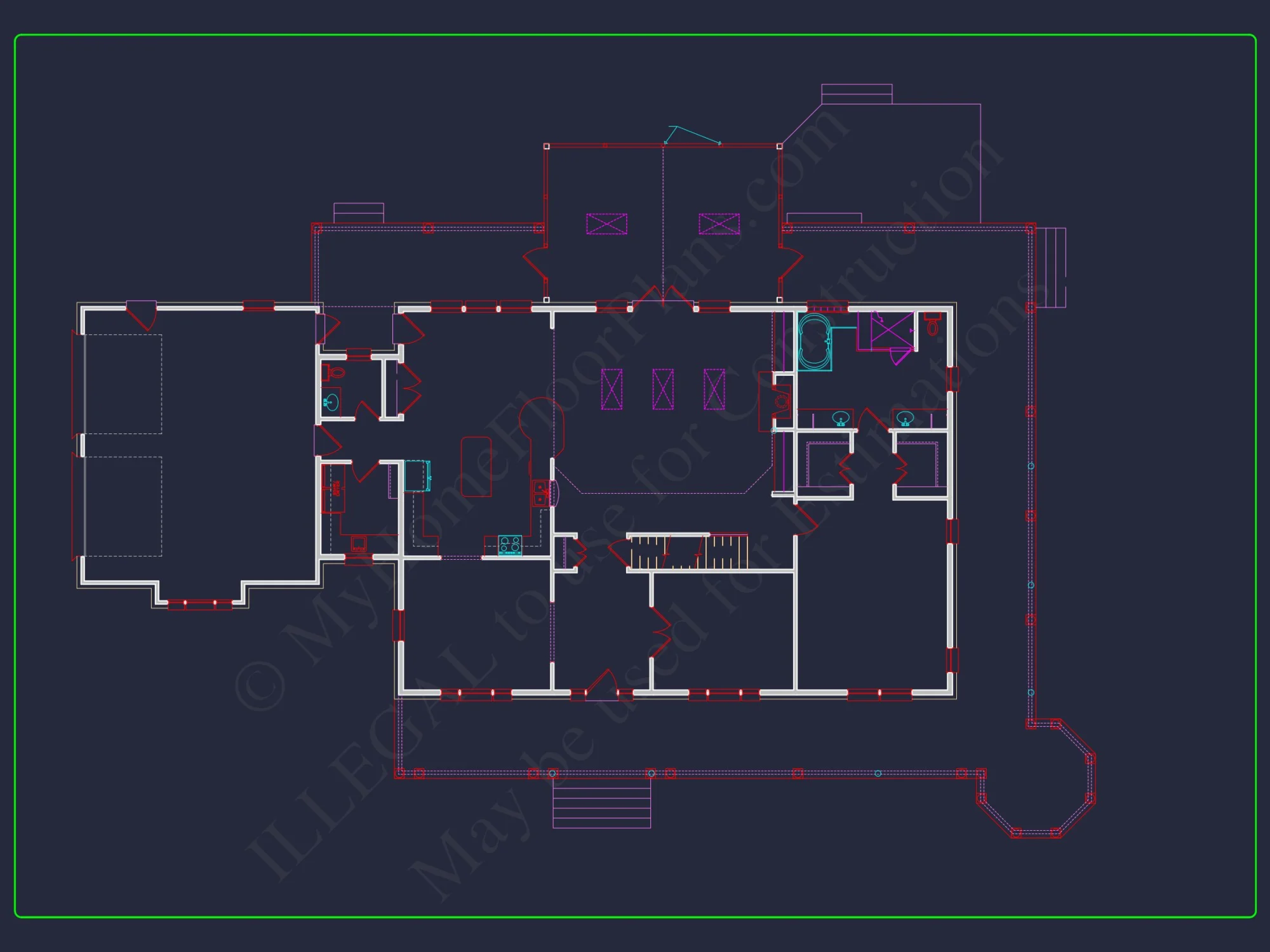 Luxury 2-Story house Plan with 3309 Sq. Ft. and CAD Blueprint