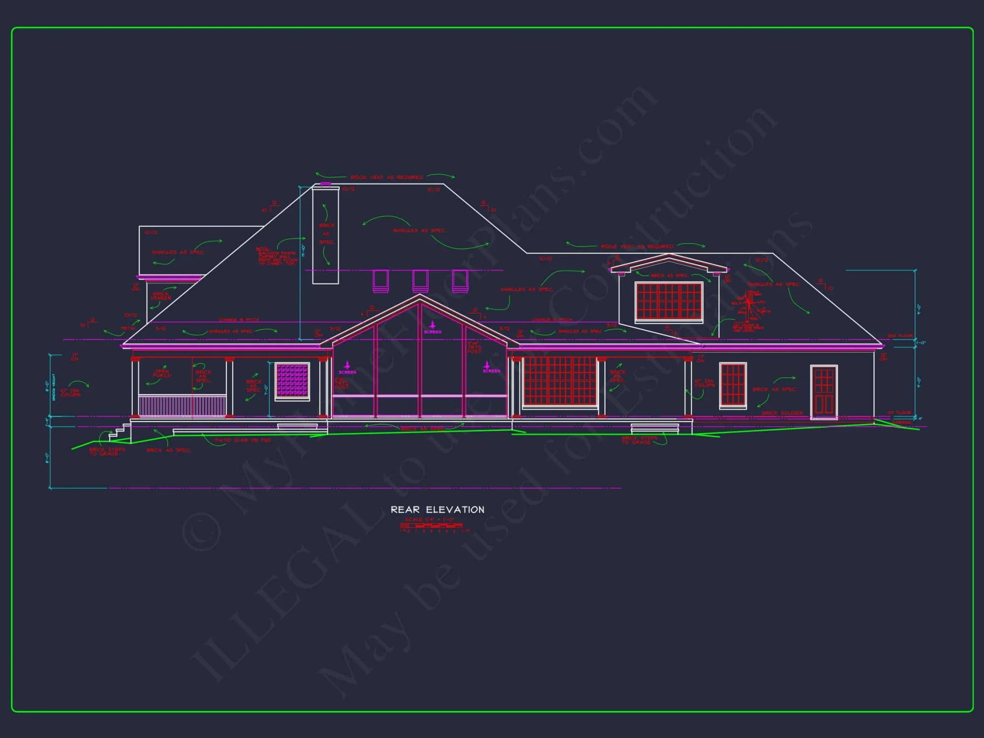Luxury 2-Story house Plan with 3309 Sq. Ft. and CAD Blueprint